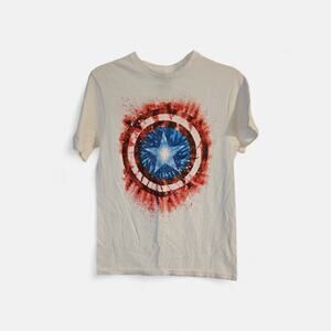 Marvel Comics Graphic T-shirt Men's SMALL White Captain America Shield